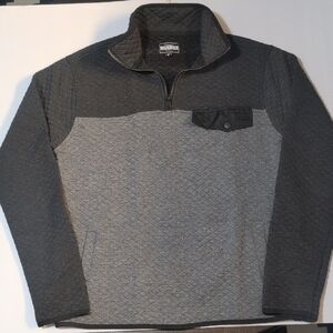 Gray Quilted Pullover Quarter Zip with Pocket